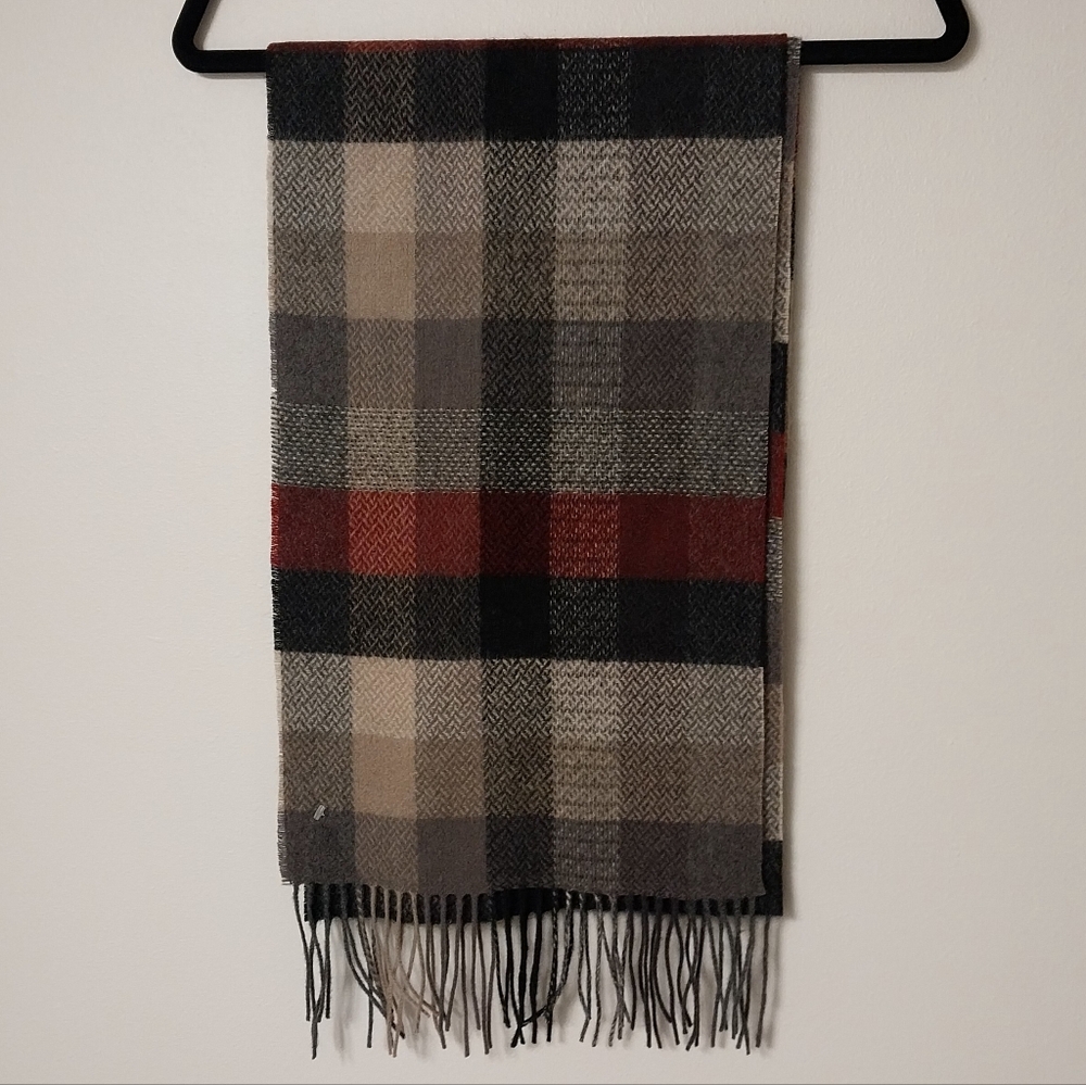 Via Condotti Made in Italy 100% Virgin Wool Plaid Scarf
